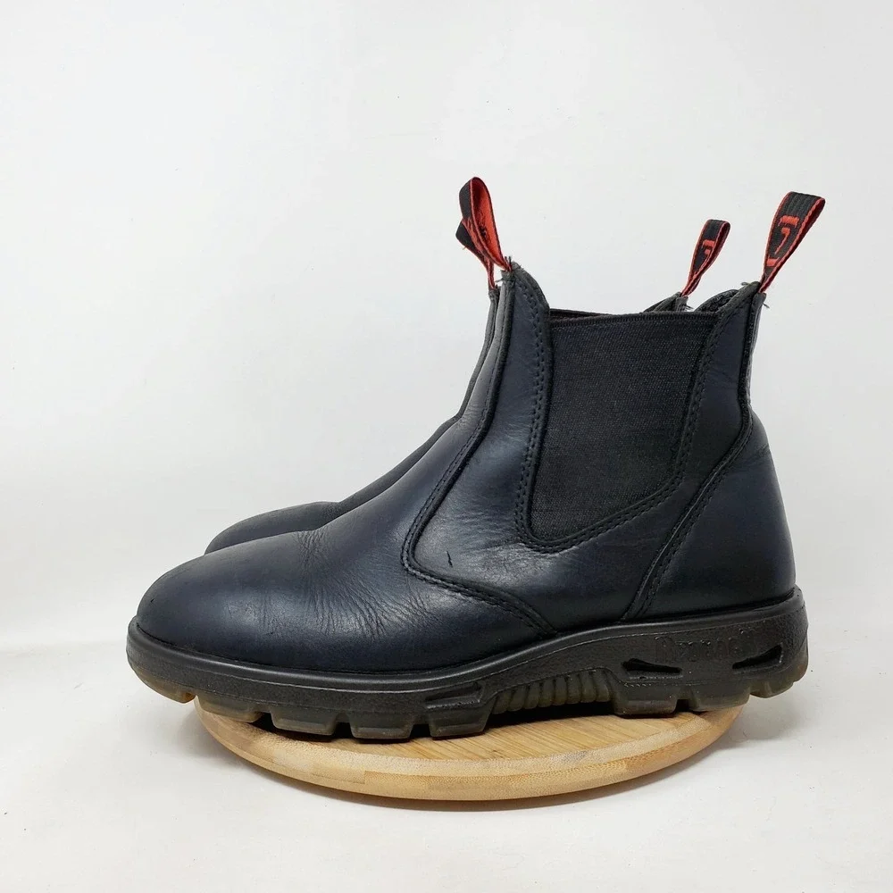 Redback Easy Escape Boot Mens 8 Chelsea Black Leather Work Casual Shoe UBBK WORN